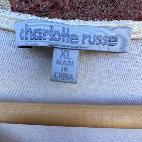 Charlotte Rouse Peplum Top XL Gold Sparkle Sleeveless Glam Coquette Going Out - Picture 3 of 9